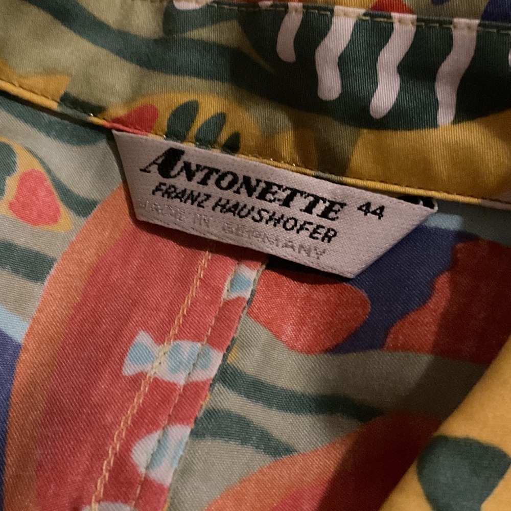 Vintage Antoinette Franz Haushofer Yellow Floral Shirt Dress German Made 44 - Picture 9 of 9